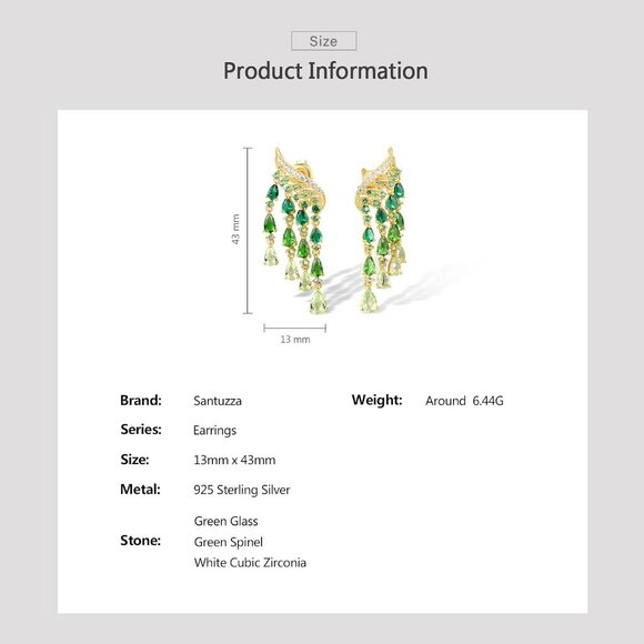 Sterling Silver Earrings Green Ombre Raindrops Stud Cubic Zirconia Jewelry - Picture 4 of 4